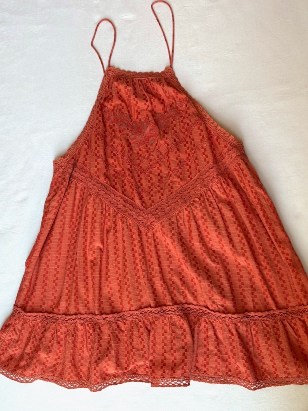 Free People Elisa Halter Swing Tunic Top Paprika Orange Size S | Style# OB816824 - Picture 2 of 7